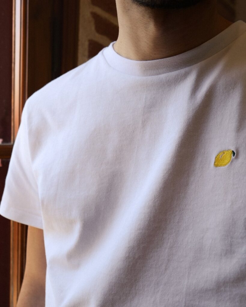 T-shirt blanc broderie citron