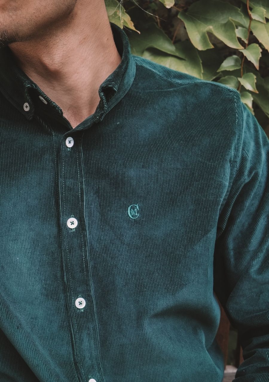 Chemise velours vert sapin