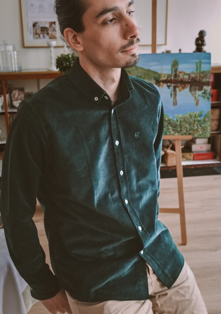 Chemise velours côtelé vert