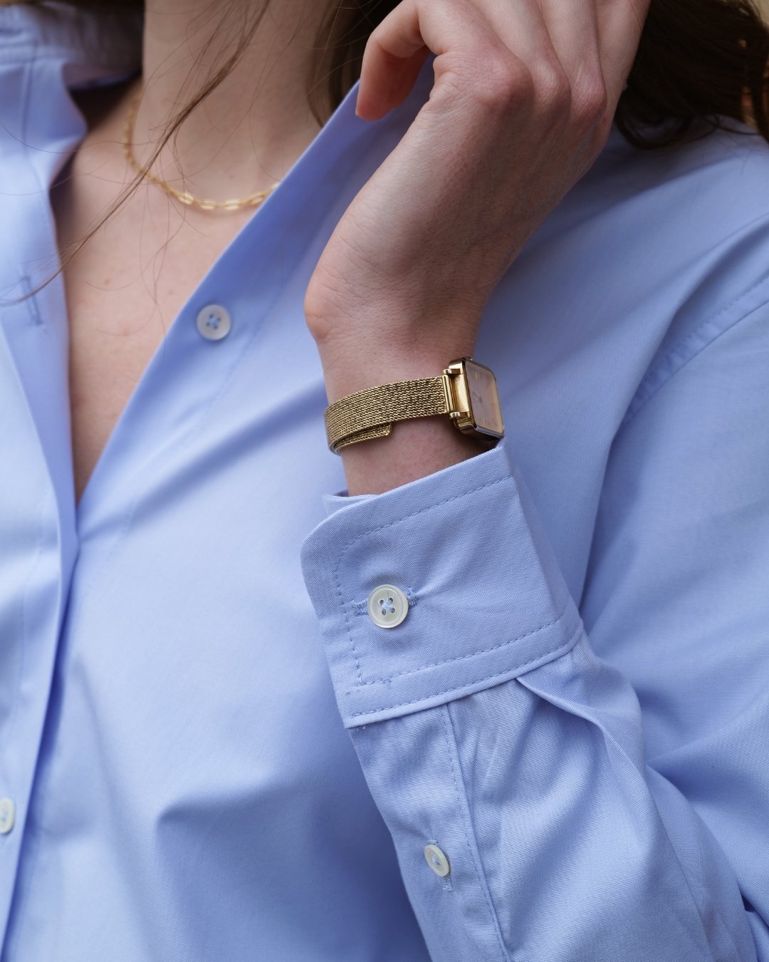 Chemise popeline bleue femme