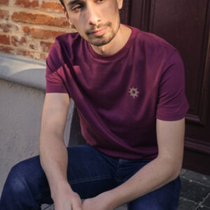 T-shirt col rond bordeaux