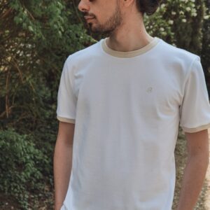 Tshirt bicolore beige made in France