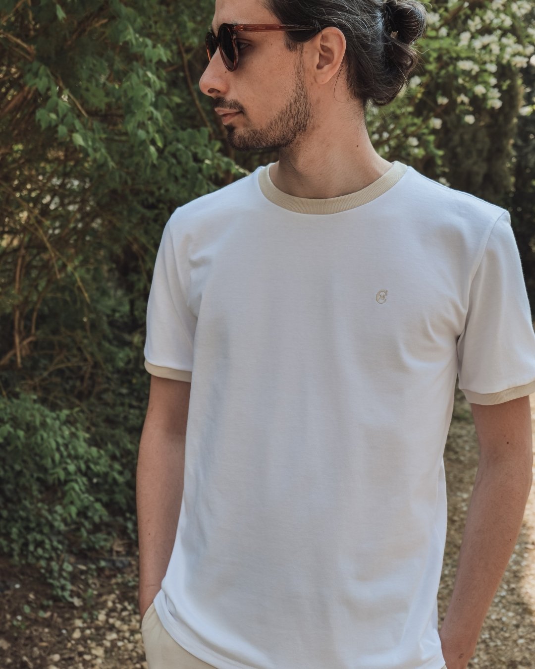 T-shirt bicolore beige