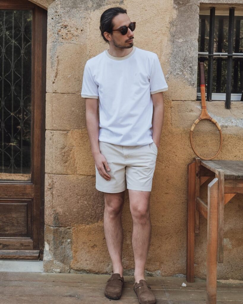 Tshirt bicolore beige made in France