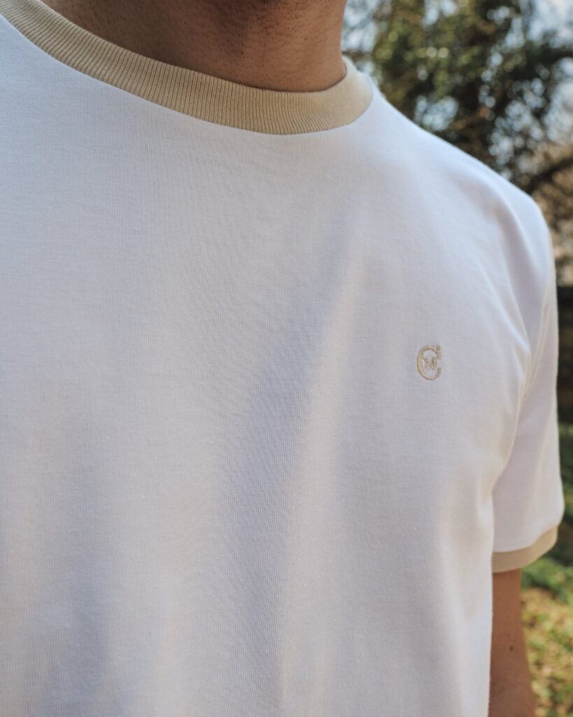 Tshirt bicolore beige made in France