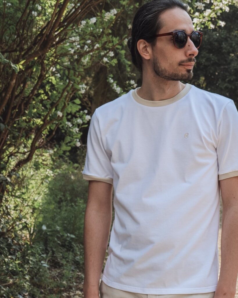 Tshirt bicolore beige made in France