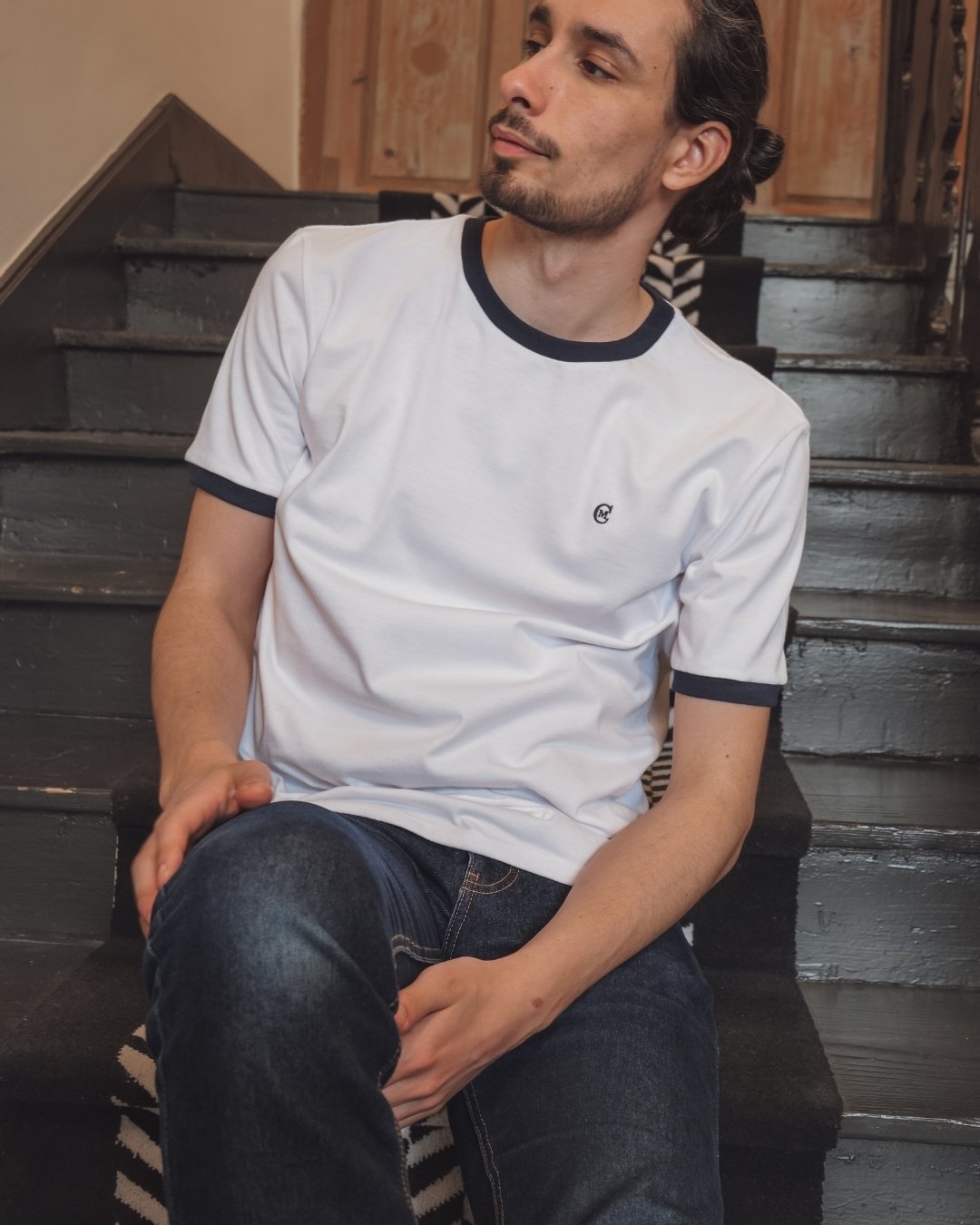 T-shirt bicolore bleu